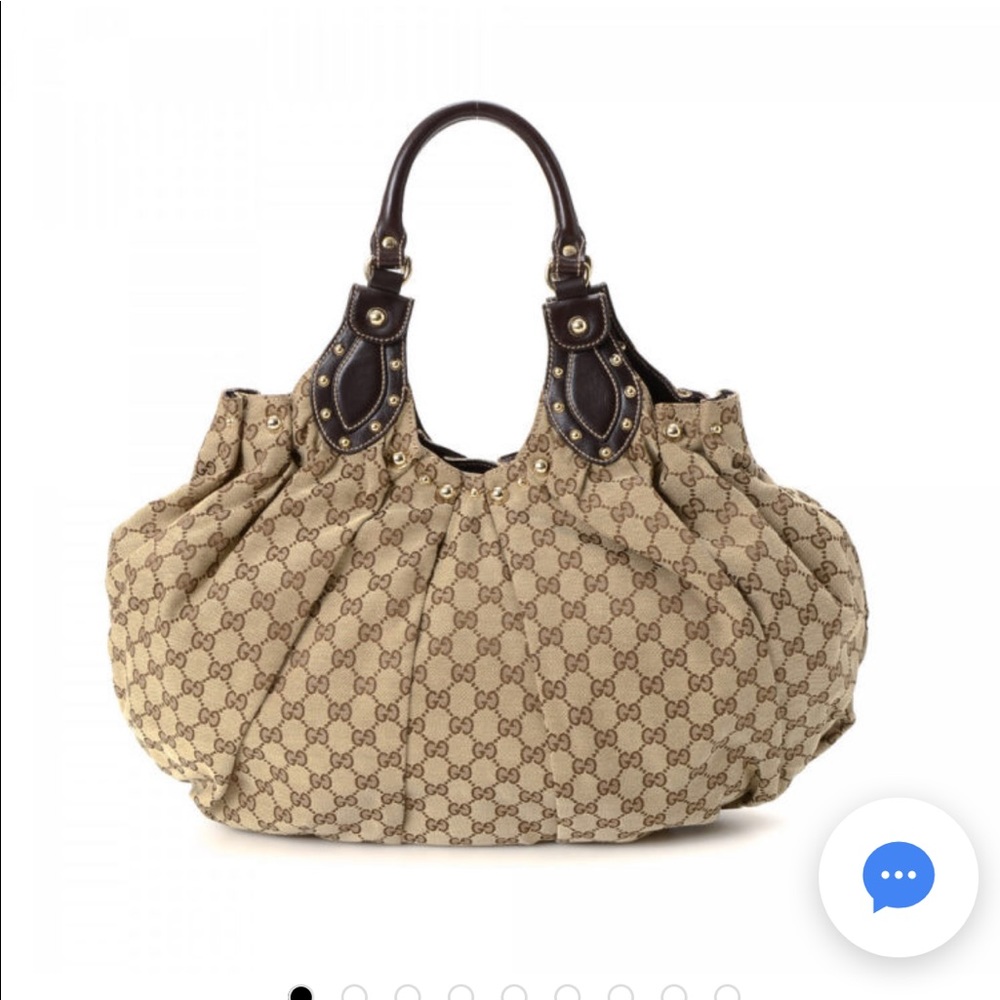 Authentic Gucci Pelham Studded Canvas Shoulder Bag